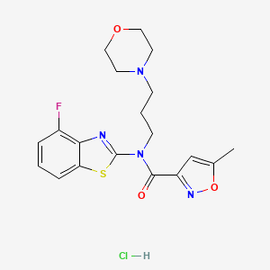 molecular formula C19H22ClFN4O3S B2499486 N-(4-FLUORO-1,3-BENZOTHIAZOL-2-YL)-5-METHYL-N-[3-(MORPHOLIN-4-YL)PROPYL]-1,2-OXAZOLE-3-CARBOXAMIDE HYDROCHLORIDE CAS No. 1219189-02-2