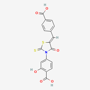 4-[(5Z)-5-[(4-carboxyphenyl)methylidene]-4-oxo-2-sulfanylidene-1,3-thiazolidin-3-yl]-2-hydroxybenzoic acid