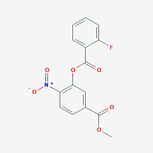 molecular formula C15H10FNO6 B2499544 methyl 3-(2-fluorobenzoyloxy)-4-nitrobenzoate CAS No. 298217-78-4