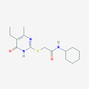 N-cyclohexyl-2-((5-ethyl-4-methyl-6-oxo-1,6-dihydropyrimidin-2-yl)thio)acetamide