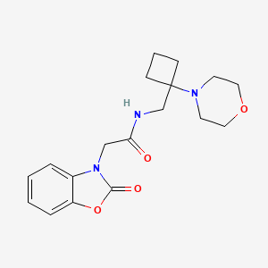 molecular formula C18H23N3O4 B2499558 N-{[1-(morpholin-4-yl)cyclobutyl]methyl}-2-(2-oxo-2,3-dihydro-1,3-benzoxazol-3-yl)acetamide CAS No. 2380185-13-5