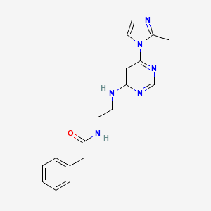 molecular formula C18H20N6O B2499578 N-(2-((6-(2-methyl-1H-imidazol-1-yl)pyrimidin-4-yl)amino)ethyl)-2-phenylacetamide CAS No. 1203134-58-0