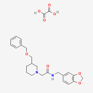 molecular formula C25H30N2O8 B2499593 N-(benzo[d][1,3]dioxol-5-ylmethyl)-2-(3-((benzyloxy)methyl)piperidin-1-yl)acetamide oxalate CAS No. 1351600-87-7