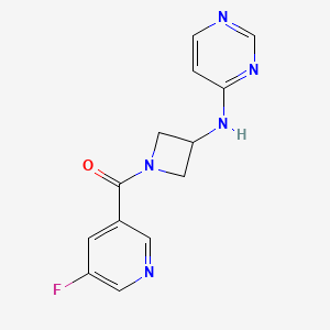 molecular formula C13H12FN5O B2499629 N-[1-(5-fluoropyridine-3-carbonyl)azetidin-3-yl]pyrimidin-4-amine CAS No. 2097918-18-6