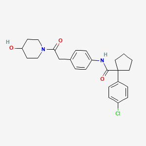 molecular formula C25H29ClN2O3 B2499633 1-(4-chlorophenyl)-N-(4-(2-(4-hydroxypiperidin-1-yl)-2-oxoethyl)phenyl)cyclopentanecarboxamide CAS No. 1251577-87-3