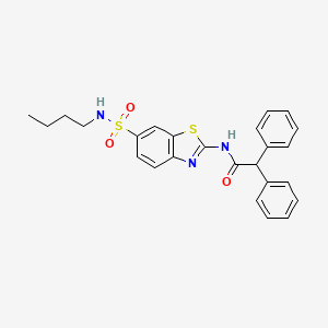 molecular formula C25H25N3O3S2 B2499636 N-[6-(butylsulfamoyl)-1,3-benzothiazol-2-yl]-2,2-diphenylacetamide CAS No. 691388-60-0