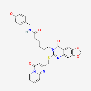 N-(4-methoxybenzyl)-6-[8-oxo-6-{[(4-oxo-4H-pyrido[1,2-a]pyrimidin-2-yl)methyl]thio}[1,3]dioxolo[4,5-g]quinazolin-7(8H)-yl]hexanamide