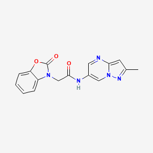 molecular formula C16H13N5O3 B2499641 N-(2-methylpyrazolo[1,5-a]pyrimidin-6-yl)-2-(2-oxobenzo[d]oxazol-3(2H)-yl)acetamide CAS No. 1797679-83-4