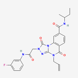 molecular formula C25H25FN6O4 B2499643 4-allyl-N-(sec-butyl)-2-(2-((3-fluorophenyl)amino)-2-oxoethyl)-1,5-dioxo-1,2,4,5-tetrahydro-[1,2,4]triazolo[4,3-a]quinazoline-8-carboxamide CAS No. 1207008-53-4