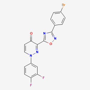 molecular formula C18H9BrF2N4O2 B2499652 3-[3-(4-Bromophenyl)-1,2,4-oxadiazol-5-yl]-1-(3,4-difluorophenyl)-1,4-dihydropyridazin-4-one CAS No. 1251660-35-1