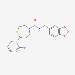 N-(benzo[d][1,3]dioxol-5-ylmethyl)-7-(2-fluorophenyl)-1,4-thiazepane-4-carboxamide