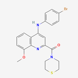 molecular formula C21H20BrN3O2S B2499673 N-(4-bromophenyl)-8-methoxy-2-(thiomorpholine-4-carbonyl)quinolin-4-amine CAS No. 1251622-36-2