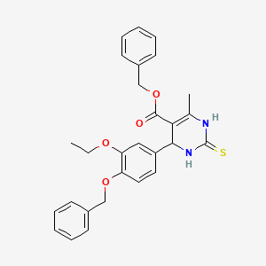 molecular formula C28H28N2O4S B2499677 Benzyl 4-(4-(benzyloxy)-3-ethoxyphenyl)-6-methyl-2-thioxo-1,2,3,4-tetrahydropyrimidine-5-carboxylate CAS No. 500148-85-6
