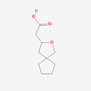 molecular formula C10H16O3 B2499683 2-(2-Oxaspiro[4.4]nonan-3-yl)acetic acid CAS No. 2091454-35-0