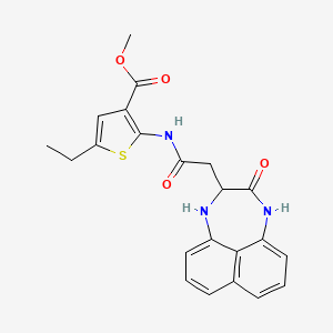 molecular formula C22H21N3O4S B2499689 Methyl 5-ethyl-2-{[(3-oxo-1,2,3,4-tetrahydronaphtho[1,8-ef][1,4]diazepin-2-yl)acetyl]amino}thiophene-3-carboxylate CAS No. 1022918-76-8