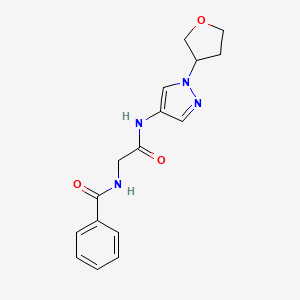molecular formula C16H18N4O3 B2499729 N-[1-(oxolan-3-yl)-1H-pyrazol-4-yl]-2-(phenylformamido)acetamide CAS No. 1797145-78-8