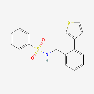 molecular formula C17H15NO2S2 B2499737 N-(2-(thiophen-3-yl)benzyl)benzenesulfonamide CAS No. 1797872-15-1