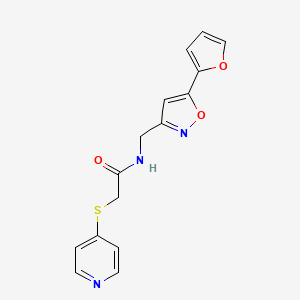 molecular formula C15H13N3O3S B2499811 N-((5-(furan-2-yl)isoxazol-3-yl)methyl)-2-(pyridin-4-ylthio)acetamide CAS No. 1210474-30-8