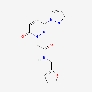 molecular formula C14H13N5O3 B2499813 N-(furan-2-ylmethyl)-2-(6-oxo-3-(1H-pyrazol-1-yl)pyridazin-1(6H)-yl)acetamide CAS No. 1334374-42-3