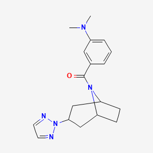 molecular formula C18H23N5O B2499857 N,N-dimethyl-3-[3-(2H-1,2,3-triazol-2-yl)-8-azabicyclo[3.2.1]octane-8-carbonyl]aniline CAS No. 2109252-83-5