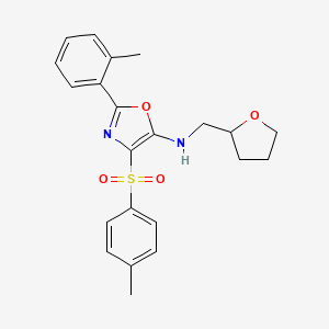 molecular formula C22H24N2O4S B2499885 N-((tetrahydrofuran-2-yl)methyl)-2-(o-tolyl)-4-tosyloxazol-5-amine CAS No. 862738-77-0