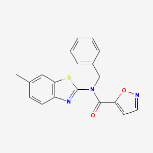 molecular formula C19H15N3O2S B2499895 N-benzyl-N-(6-methyl-1,3-benzothiazol-2-yl)-1,2-oxazole-5-carboxamide CAS No. 941994-27-0
