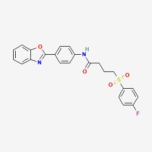 molecular formula C23H19FN2O4S B2499902 N-(4-(benzo[d]oxazol-2-yl)phenyl)-4-((4-fluorophenyl)sulfonyl)butanamide CAS No. 941987-63-9