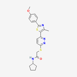 molecular formula C22H24N4O2S2 B2499956 N-cyclopentyl-2-({6-[2-(4-methoxyphenyl)-4-methyl-1,3-thiazol-5-yl]pyridazin-3-yl}sulfanyl)acetamide CAS No. 954639-69-1