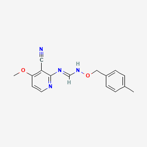 molecular formula C16H16N4O2 B2499986 N-(3-cyano-4-methoxy-2-pyridinyl)-N'-[(4-methylbenzyl)oxy]iminoformamide CAS No. 339102-45-3