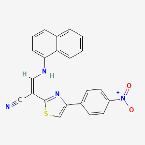 molecular formula C22H14N4O2S B2499992 (Z)-3-(naphthalen-1-ylamino)-2-(4-(4-nitrophenyl)thiazol-2-yl)acrylonitrile CAS No. 1322262-12-3