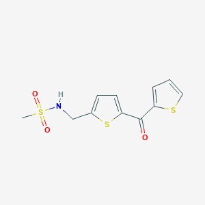 molecular formula C11H11NO3S3 B2499993 N-((5-(thiophene-2-carbonyl)thiophen-2-yl)methyl)methanesulfonamide CAS No. 1421481-57-3