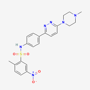 molecular formula C22H24N6O4S B2500000 2-methyl-N-(4-(6-(4-methylpiperazin-1-yl)pyridazin-3-yl)phenyl)-5-nitrobenzenesulfonamide CAS No. 941890-30-8