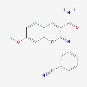 (2Z)-2-[(3-cyanophenyl)imino]-7-methoxy-2H-chromene-3-carboxamide