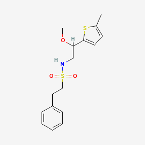 molecular formula C16H21NO3S2 B2500034 N-(2-methoxy-2-(5-methylthiophen-2-yl)ethyl)-2-phenylethanesulfonamide CAS No. 1797182-80-9