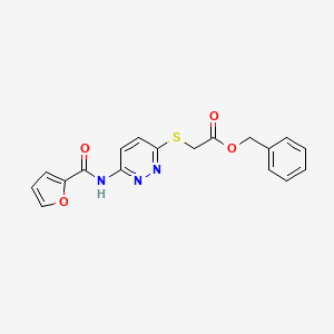 molecular formula C18H15N3O4S B2500061 Benzyl 2-((6-(furan-2-carboxamido)pyridazin-3-yl)thio)acetate CAS No. 1021026-26-5