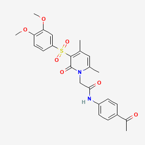 molecular formula C25H26N2O7S B2500074 N-(4-acetylphenyl)-2-[3-(3,4-dimethoxybenzenesulfonyl)-4,6-dimethyl-2-oxo-1,2-dihydropyridin-1-yl]acetamide CAS No. 1251683-26-7