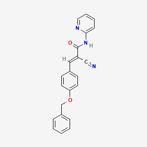 molecular formula C22H17N3O2 B2500119 (E)-3-(4-(benzyloxy)phenyl)-2-cyano-N-(pyridin-2-yl)acrylamide CAS No. 496021-20-6