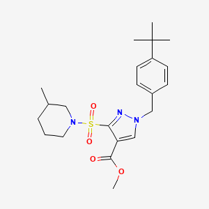 molecular formula C22H31N3O4S B2500120 methyl 1-(4-(tert-butyl)benzyl)-3-((3-methylpiperidin-1-yl)sulfonyl)-1H-pyrazole-4-carboxylate CAS No. 1251591-01-1