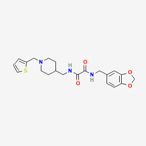 molecular formula C21H25N3O4S B2500135 N-[(2H-1,3-benzodioxol-5-yl)methyl]-N'-({1-[(thiophen-2-yl)methyl]piperidin-4-yl}methyl)ethanediamide CAS No. 953231-11-3