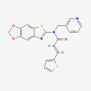 molecular formula C21H15N3O3S2 B2500162 (E)-N-([1,3]dioxolo[4,5-f][1,3]benzothiazol-6-yl)-N-(pyridin-3-ylmethyl)-3-thiophen-2-ylprop-2-enamide CAS No. 895020-03-8