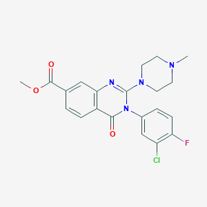 molecular formula C21H20ClFN4O3 B2500173 Methyl 3-(3-chloro-4-fluorophenyl)-2-(4-methylpiperazin-1-yl)-4-oxo-3,4-dihydroquinazoline-7-carboxylate CAS No. 1251548-75-0