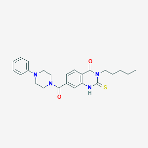 molecular formula C24H28N4O2S B2500199 3-pentyl-7-(4-phenylpiperazine-1-carbonyl)-2-sulfanylidene-1,2,3,4-tetrahydroquinazolin-4-one CAS No. 309940-25-8