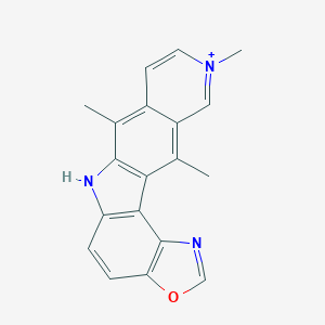 molecular formula C19H16N3O+ B025002 13,17,20-Trimethyl-6-oxa-4,11-diaza-17-azoniapentacyclo[10.8.0.02,10.03,7.014,19]icosa-1(12),2(10),3(7),4,8,13,15,17,19-nonaene CAS No. 103769-63-7