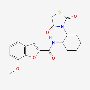 molecular formula C19H20N2O5S B2500211 N-[2-(2,4-dioxo-1,3-thiazolidin-3-yl)cyclohexyl]-7-methoxy-1-benzofuran-2-carboxamide CAS No. 1206996-11-3