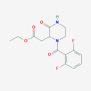 molecular formula C15H16F2N2O4 B2500236 Ethyl 2-[1-(2,6-difluorobenzoyl)-3-oxo-2-piperazinyl]acetate CAS No. 129355-67-5