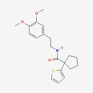 molecular formula C20H25NO3S B2500254 N-(3,4-dimethoxyphenethyl)-1-(thiophen-2-yl)cyclopentanecarboxamide CAS No. 1049524-77-7