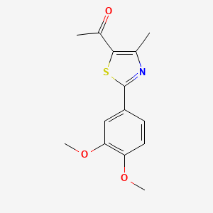 molecular formula C14H15NO3S B2500264 1-[2-(3,4-dimethoxyphenyl)-4-methyl-1,3-thiazol-5-yl]ethan-1-one CAS No. 478257-80-6