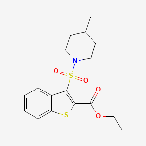 molecular formula C17H21NO4S2 B2500267 Ethyl 3-((4-methylpiperidin-1-yl)sulfonyl)benzo[b]thiophene-2-carboxylate CAS No. 941919-09-1