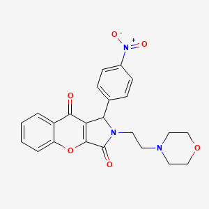 molecular formula C23H21N3O6 B2500271 2-(2-Morpholinoethyl)-1-(4-nitrophenyl)-1,2-dihydrochromeno[2,3-c]pyrrole-3,9-dione CAS No. 634573-57-2