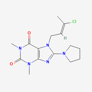 molecular formula C15H20ClN5O2 B2500287 7-[(E)-3-chlorobut-2-enyl]-1,3-dimethyl-8-pyrrolidin-1-ylpurine-2,6-dione CAS No. 478252-87-8